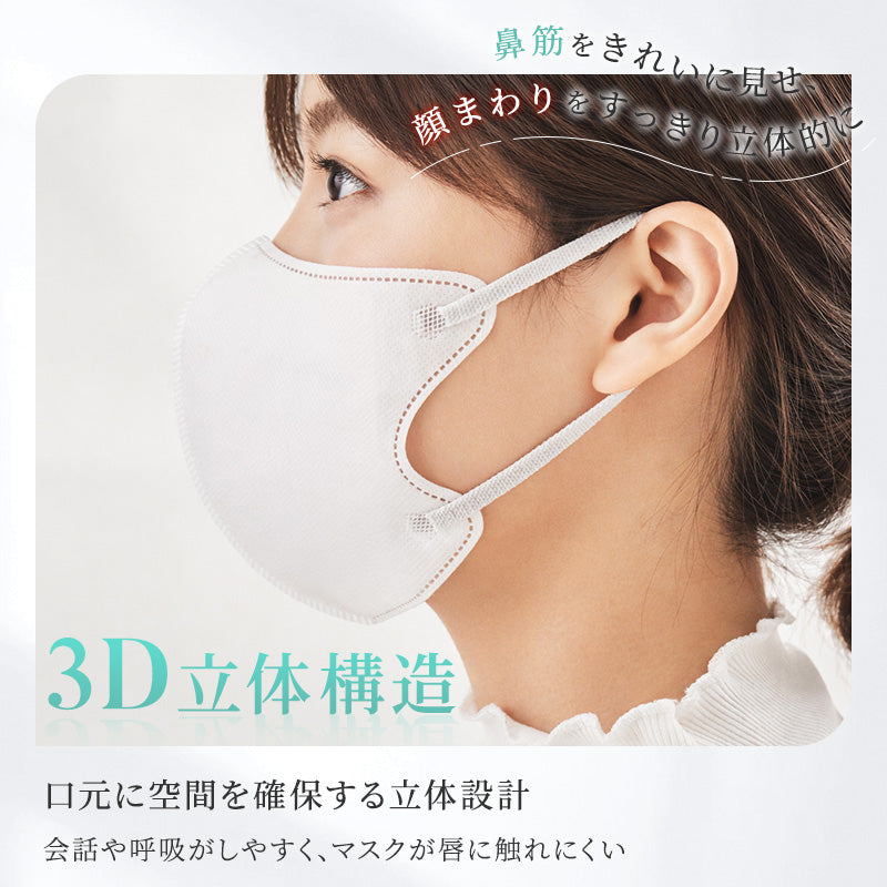 [LEMOOLI] マスク 不織布 立体 小さめ 3Dマスク バイカラー 3層構造 使い捨て 30枚入