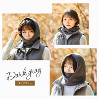 ネックウォーマー フードマフラー フードウォーマー 目出し帽 帽子 マフラー 付けフード 2way ニット フード おしゃれ かわいい 無地 カジュアル シンプル あったか 防寒